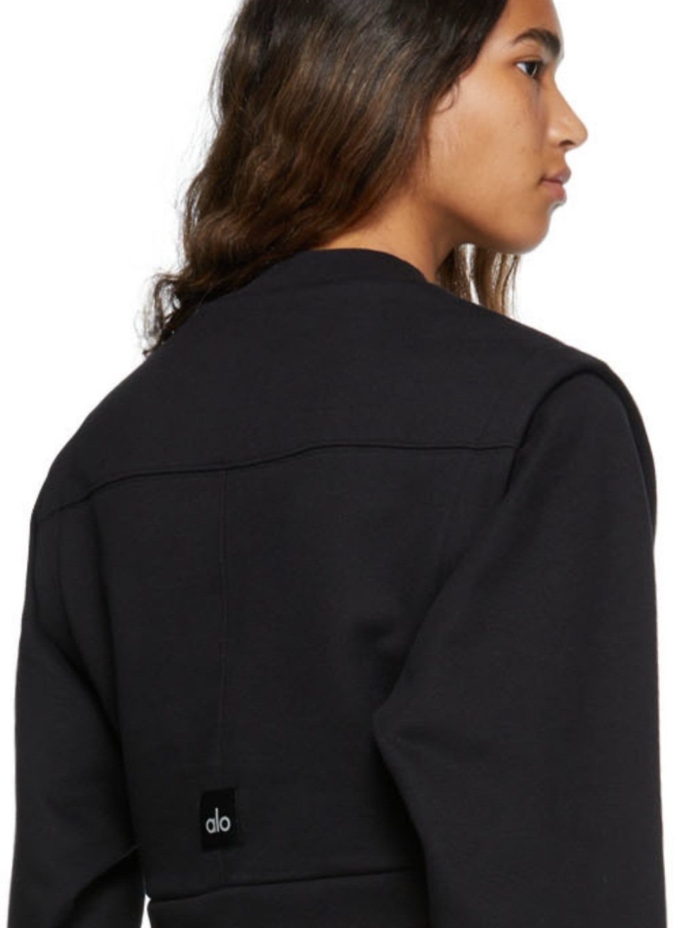 Alo Cropped Fresh Cover Up Sweatshirt - Black - M